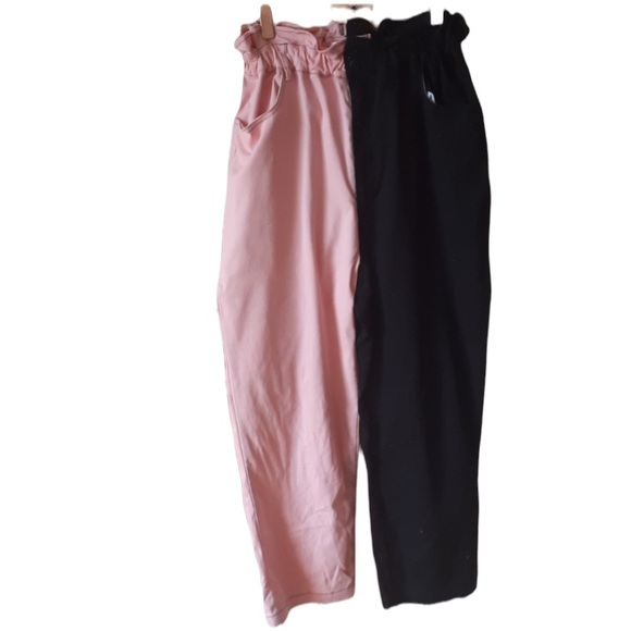 Black Friday Pants - Black Friday- Two Tone pink,black paperwaist trouser size 10